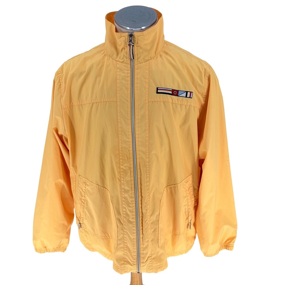 Catalina Windbreaker Jacket XL Yellow Nautical Embroidered Zip Up Bomber